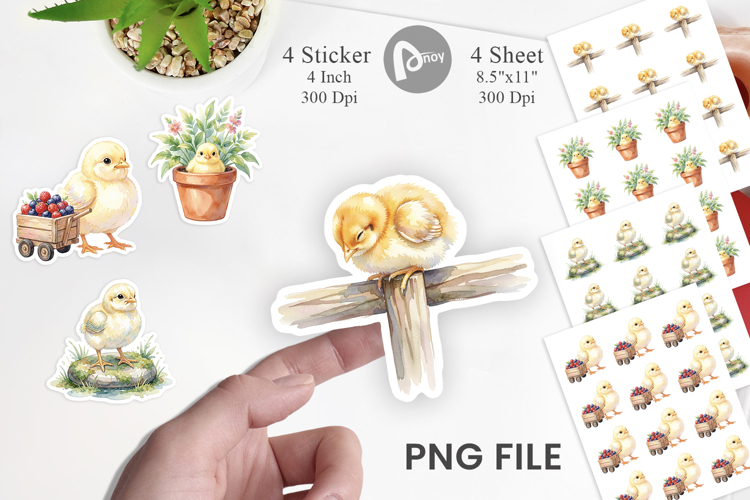 Rustic Garden Easter Chick Sticker