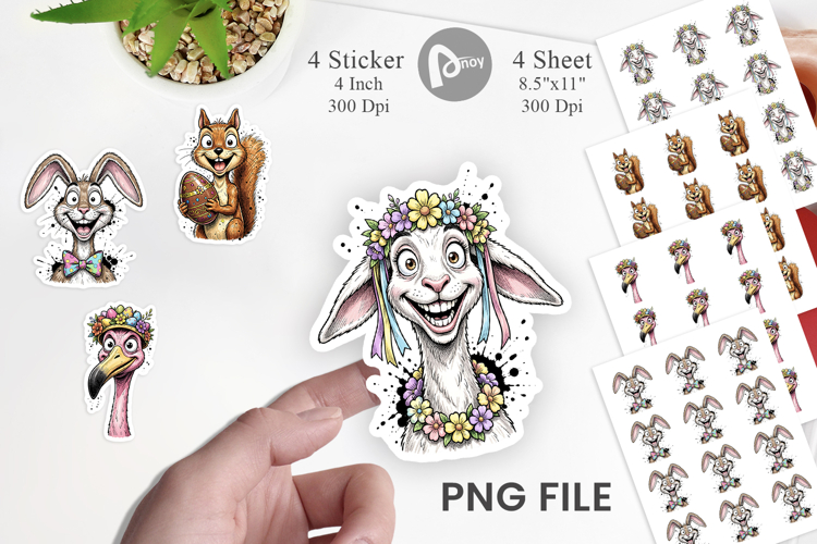 Wacky Easter Animal Portrait Sticker