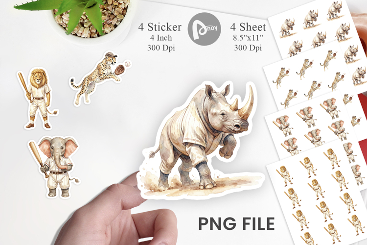 Safari Animal Baseball Sticker