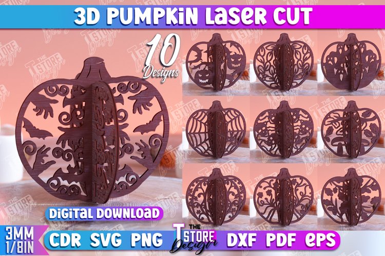3D Pumpkins Laser Cut Bundle | Halloween Pumpkins SVG Design