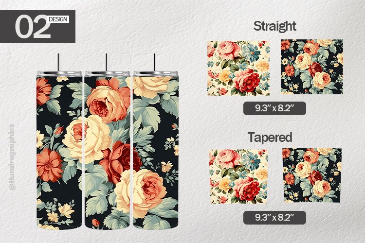 Vintage Flowers Tumbler Wrap| Tumbler Sublimation Wrap