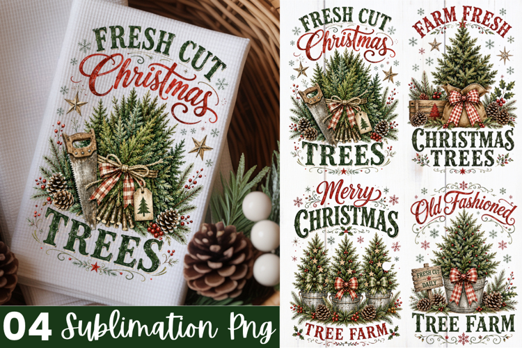 Christmas Trees Kitchen Towel PNG Design,Towel christmas PNG