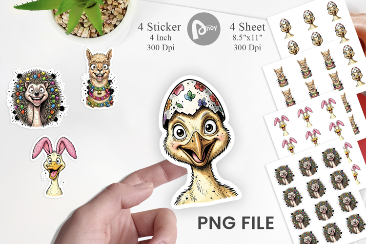 Wacky Easter Animal Portrait Sticker