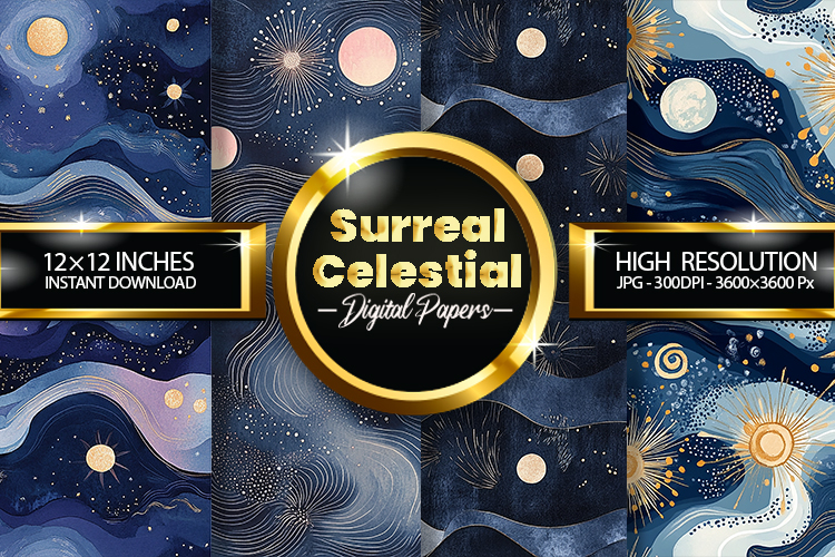 surreal celestial Digital Papers - 04 Variations