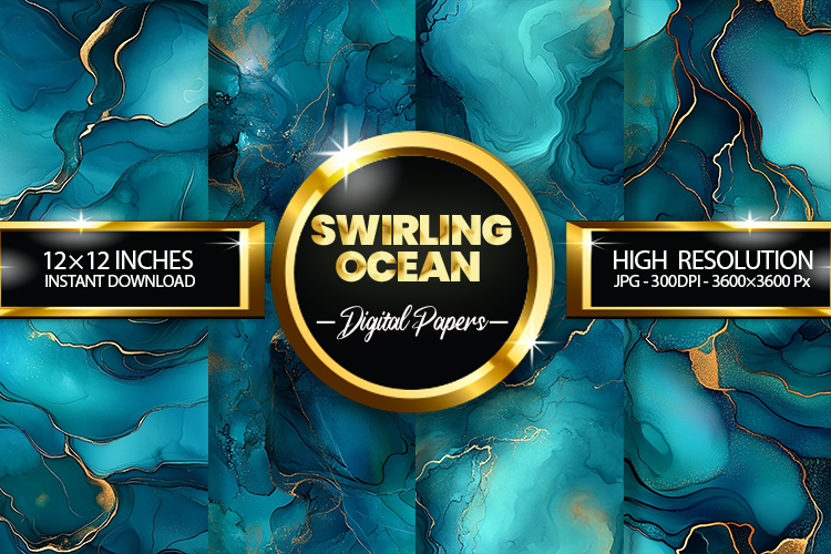 Swirling Ocean Digital Papers - 04 Variations