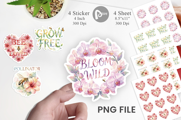 Floral Meadow Bee Quotes Sticker