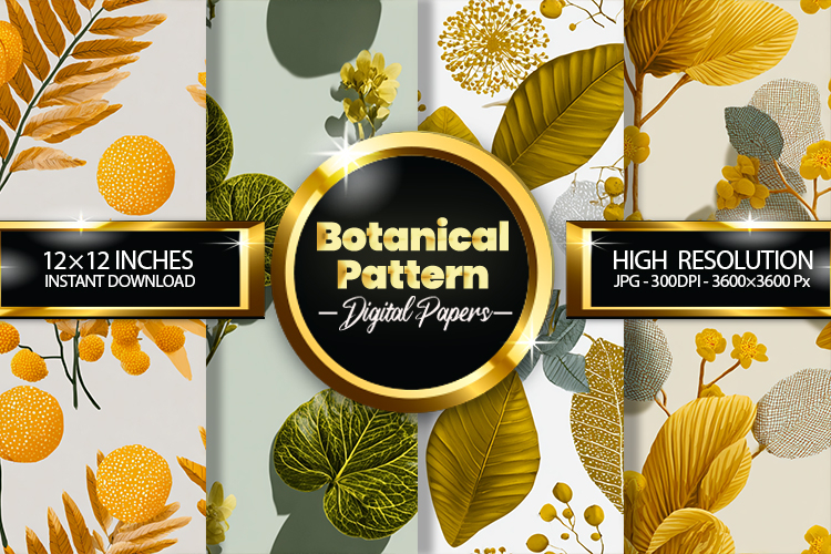 Botanical Pattern Digital Papers - 04 Variations