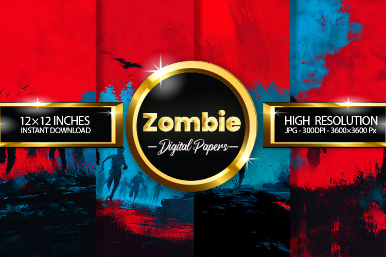 Creepy Zombie Digital Papers - 04 Variations