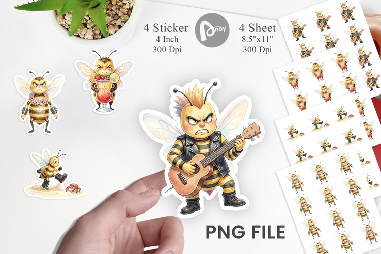 Sarcastic Rocker Bee Sticker