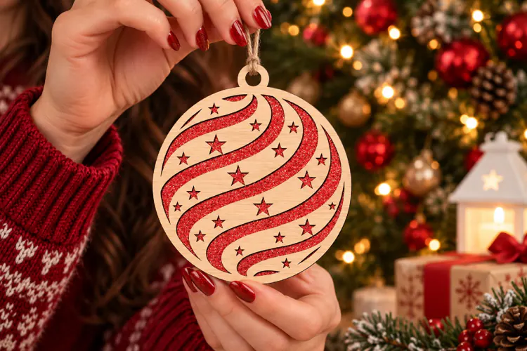 Christmas Wave Stars Ornament Layered SVG