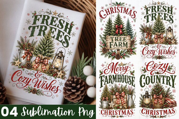 Christmas Tree Kitchen Towel PNG Design,Towel christmas example image 1