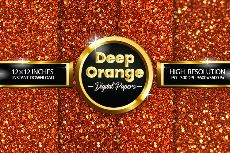 Deep Orange Glitter Digital Papers - 04 Variations