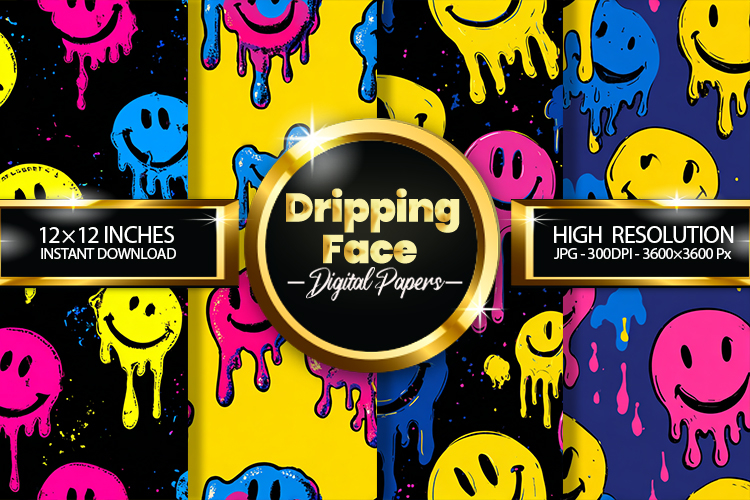 Dripping Face Digital Papers - 04 Variations