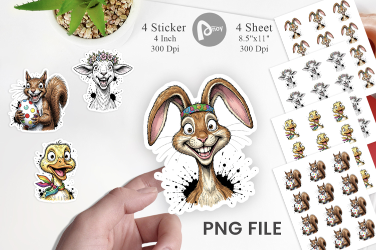 Funny Easter Animal Sketch Sticker