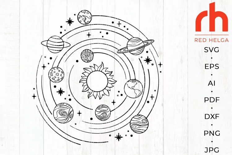Solar system svg - Planets svg - Solar system silhouette