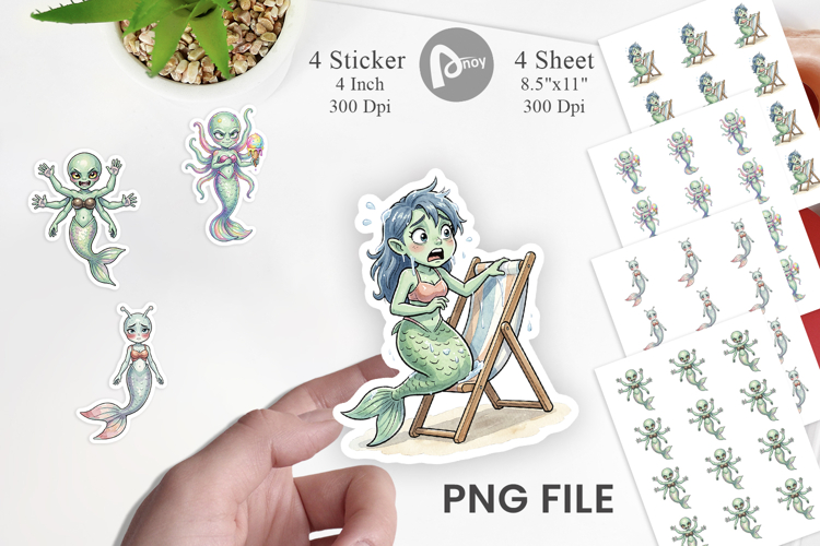 Awkward Alien Mermaids Sticker