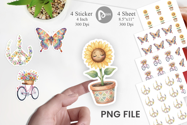 Groovy Retro Floral Garden Sticker