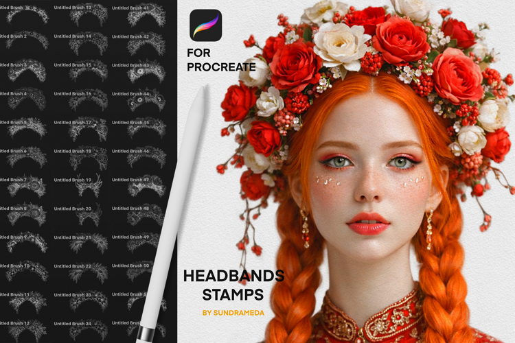 Floral Headband Stamps for Procreate