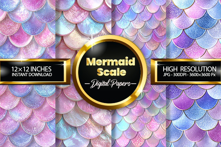 Mermaid Scale Digital Papers - 04 Variations