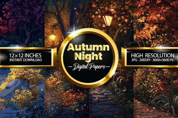 Autumn Night Digital Papers - 04 Variations
