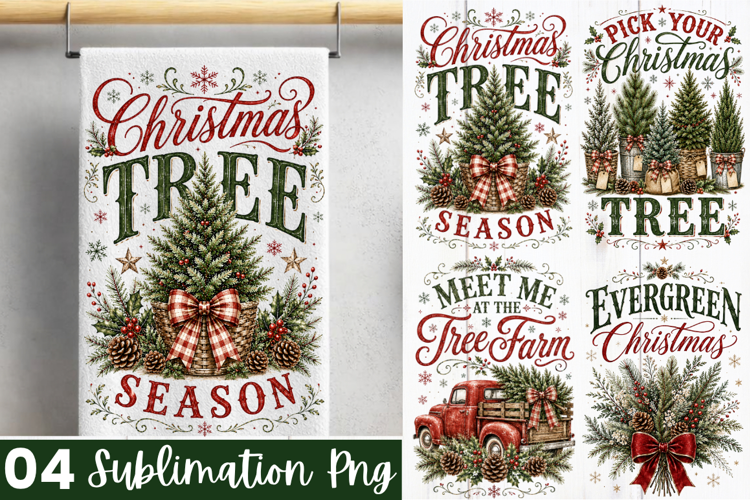 Merry Christmas Tree Kitchen Towel PNG Design,Towel christma