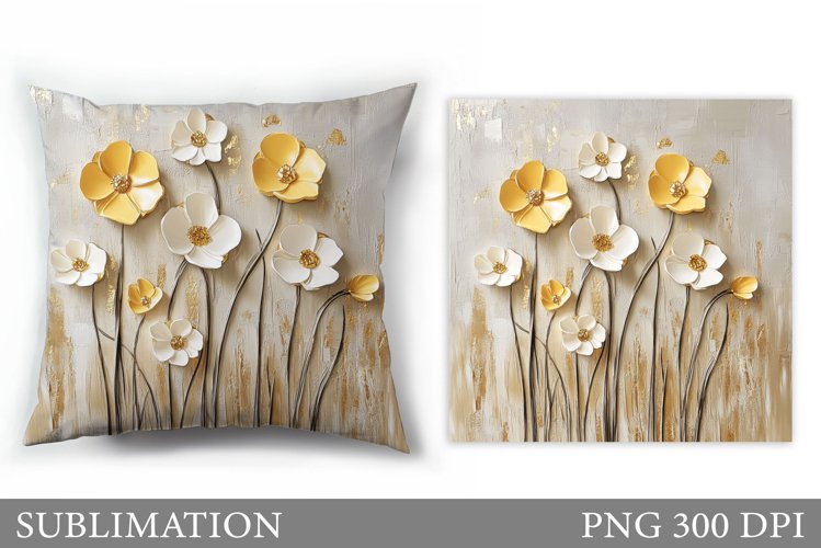 3D Flowers Pillow Design. Flowers Sublimation example image 1