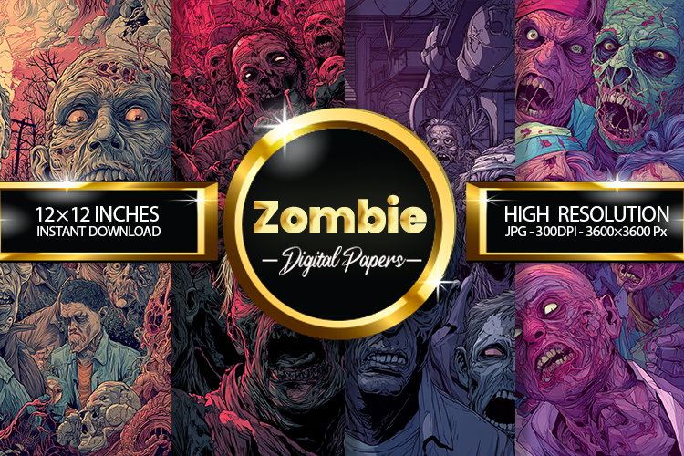 Creepy Zombie Digital Papers - 04 Variations