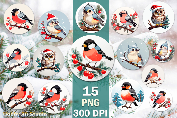 Birds Christmas Sublimation PNG Bundle