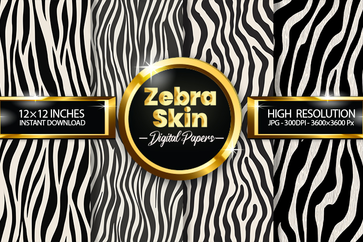 Zebra Skin Digital Papers - 04 Variations