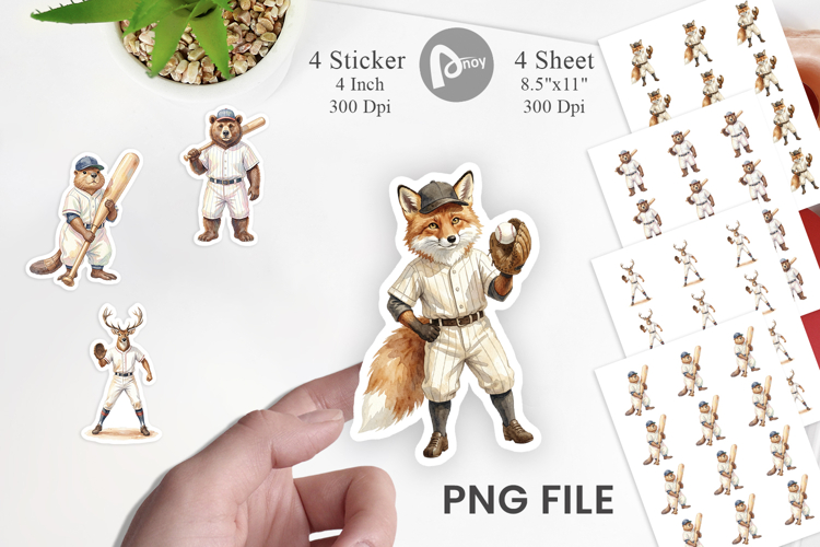 Woodland Animal Baseball Sticker