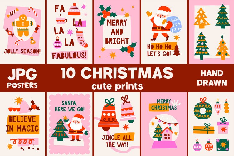 Whimsical Hand-Drawn Christmas Prints and Posters example image 1
