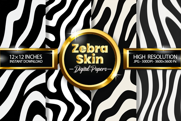 Zebra Skin Digital Papers - 04 Variations