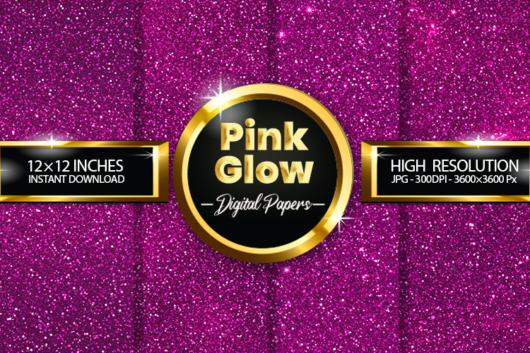 Pink Glow Glitter Digital Papers - 04 Variations