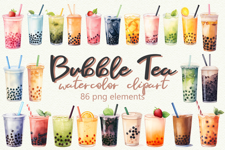 Boba Tea Clipart Bubble Tea Watercolor