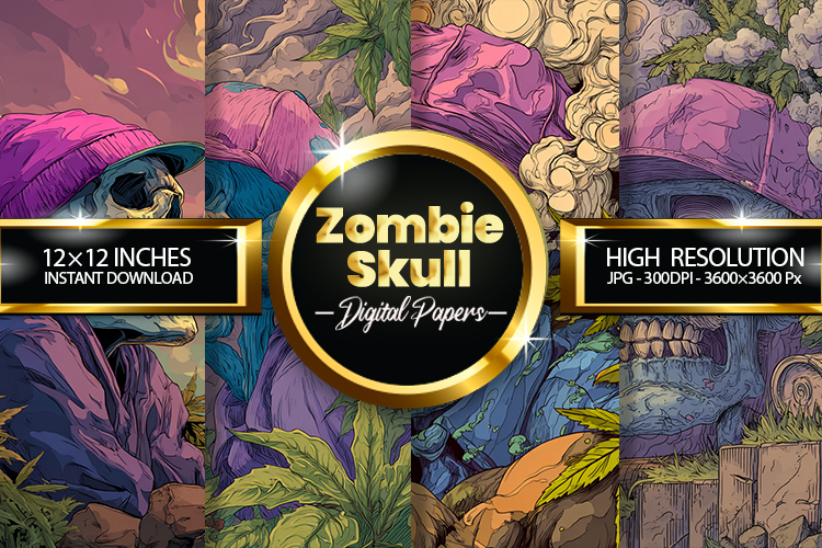 Zombie Skull Digital Papers - 04 Variations