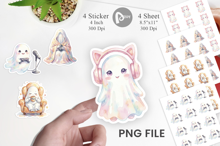 Cozy PC Gamer Ghost Sticker