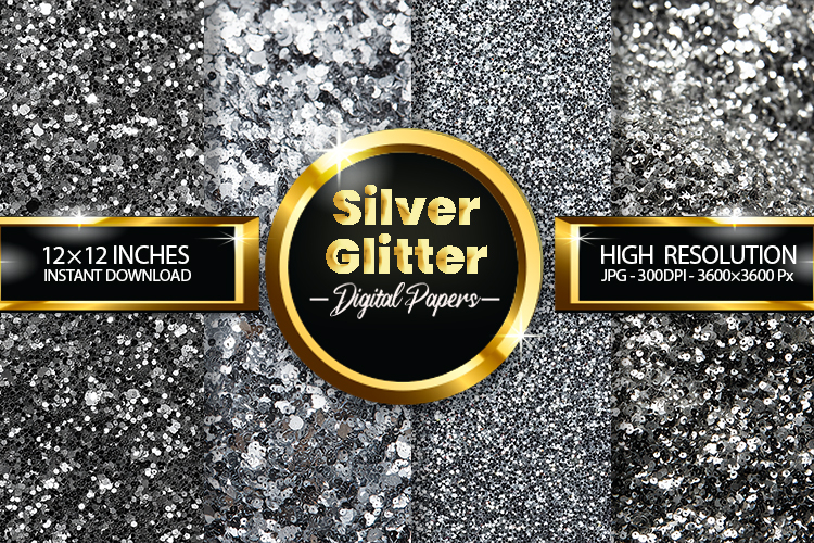 Silver Glitter Digital Papers - 04 Variations
