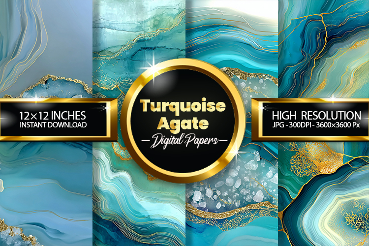 Turquoise Agate Digital Papers - 04 Variations