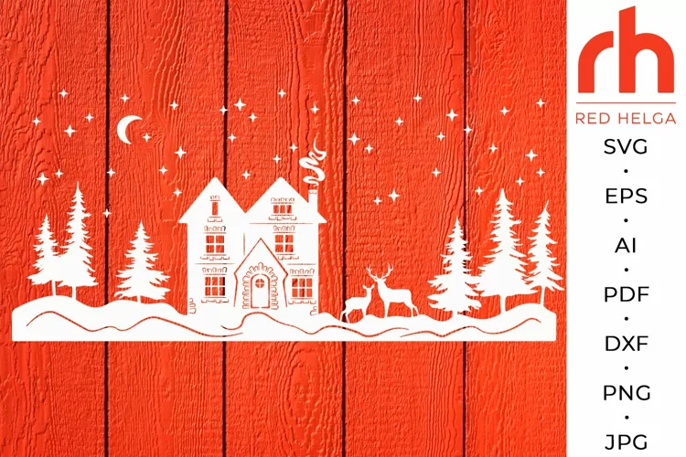 Christmas house svg - Christmas scene svg - Christmas deers