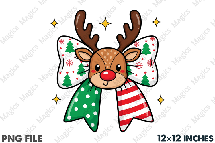 Christmas Reindeer Coquette Bow