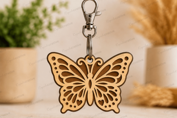 Butterfly Keychain Laser Cut SVG File butterfly keychain svg