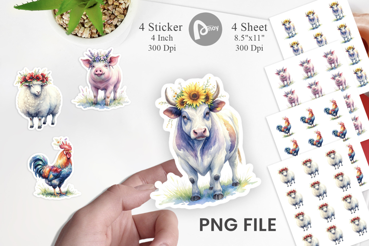 Flower Crown Animal Sticker