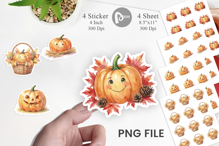 Rustic Harvest Pumpkin Sticker