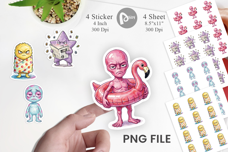 Grumpy Cosmic Vacation Sticker