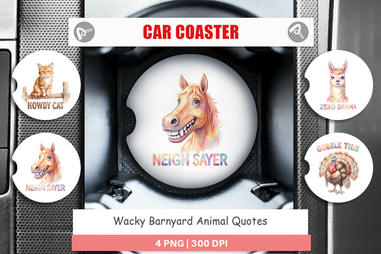 Wacky Barnyard Animal Quotes Car Coaster