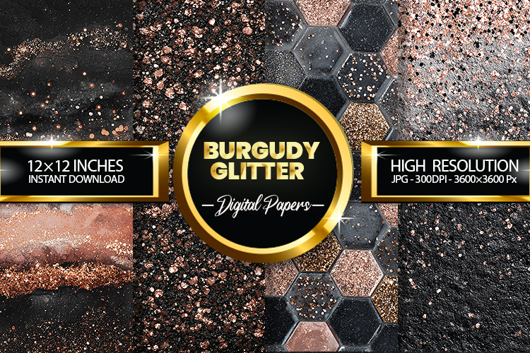 Burgudy Glitter Digital Papers - 04 Variations