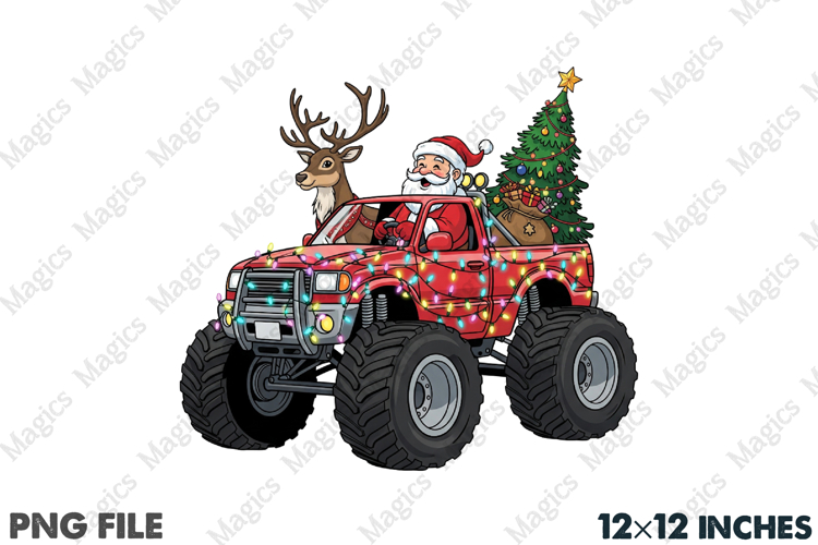 Christmas Santa Monster Truck