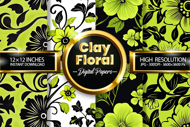 Clay Floral Digital Papers - 04 Variations