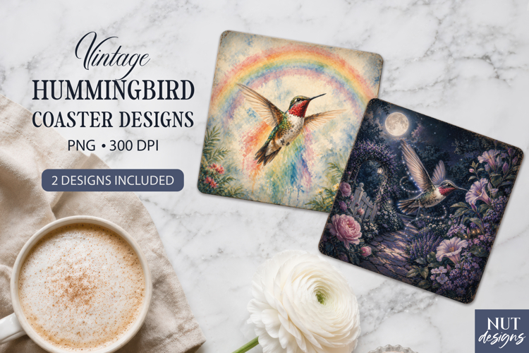 Hummingbird Coaster sublimation Summer garden coaster