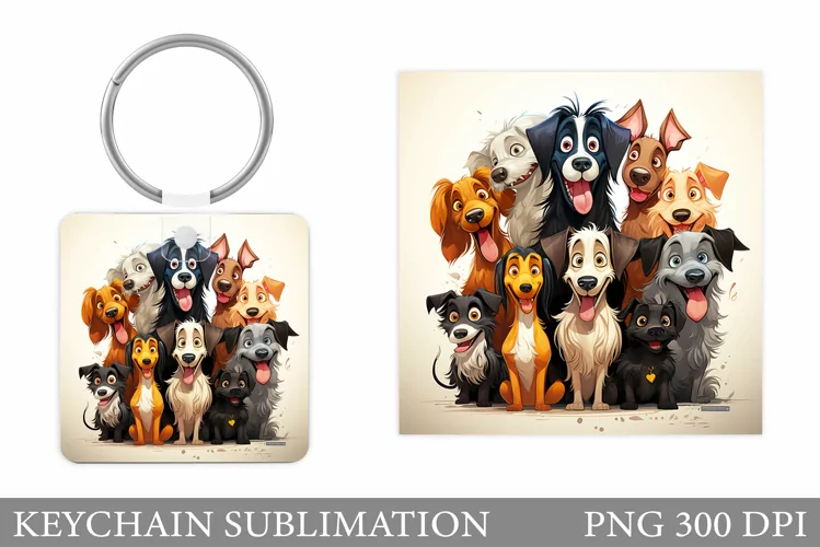 Funny Dog Keychain Sublimation. Cute Dog Keychain Design